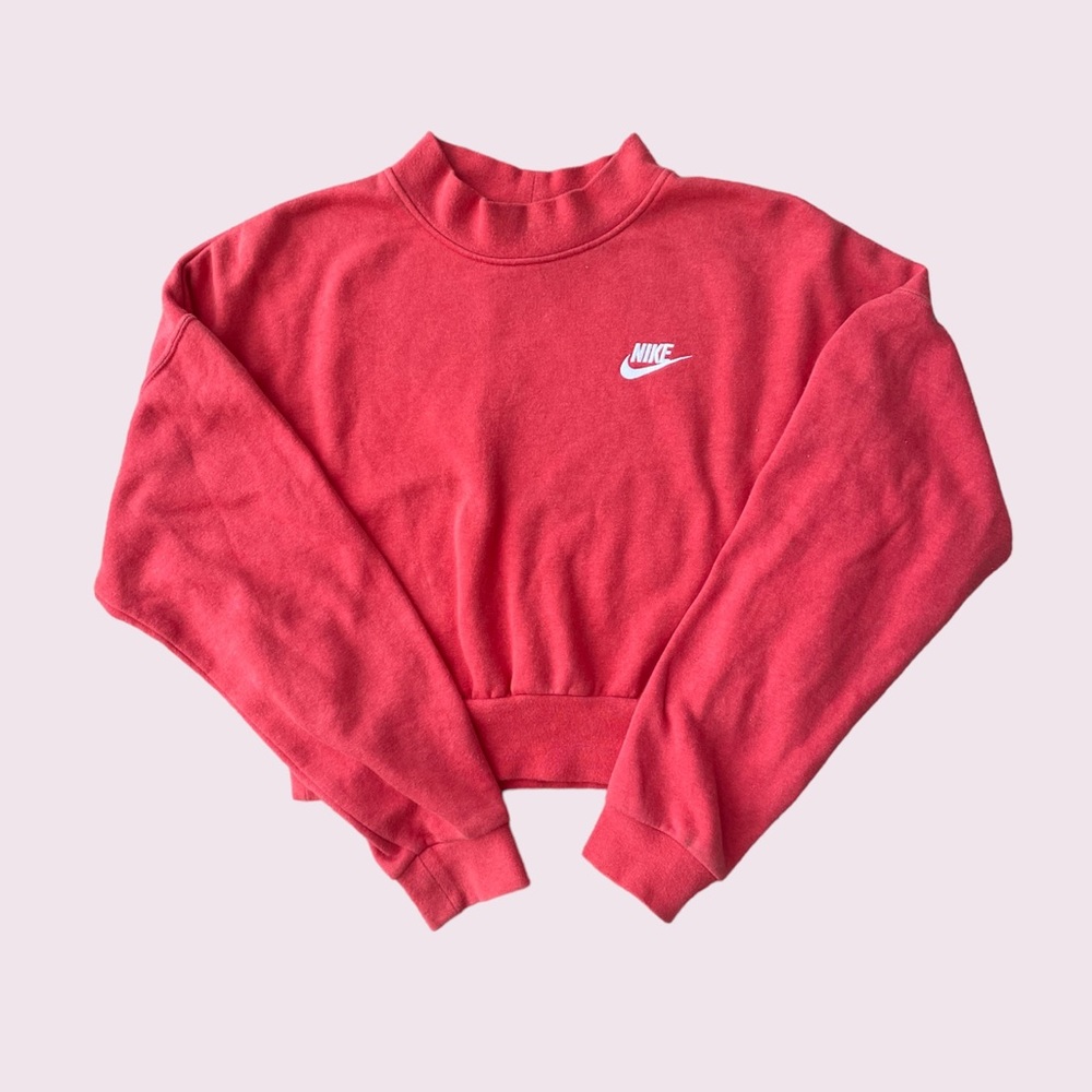Coral Nike Cropped Mock Neck Sweatshirt Size Small
